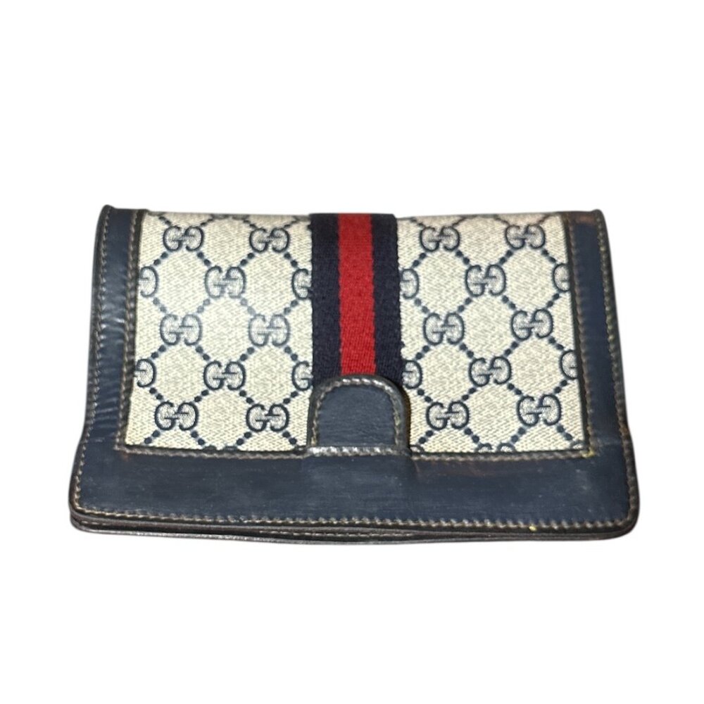 Authentic Vintage Gucci Sherry line Clutch Bag With Navy and Red Web Stripes - Picture 9 of 11